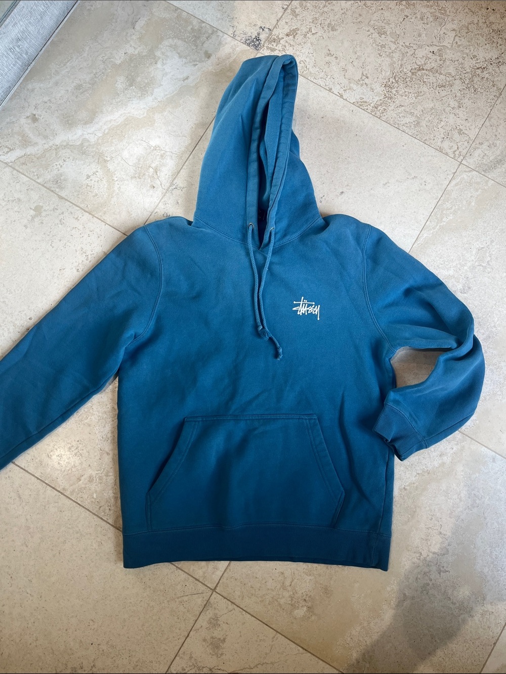 Classic Stussy Pullover Hoodie - Ocean Blue- Sz Small